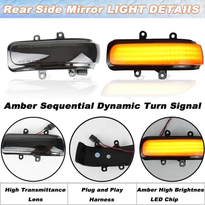 Smoke LED Side Mirror Marker Lights Compatible with 2012-2015 Toyota Tacoma, 2013-2020 Sienna, 2010-2013 4Runner, 2009-2012 RAV4 - Amber Dynamic Turn Signal Indicator Lamp Assembly (SMOKE) SMOKE