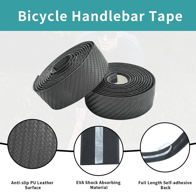 Bike Handlebar Tape, Black Bicycle Bar Tape, Bike Grip Tape 2.5mm Thick EVA Road Bike Handlebar Tape of Comfortable Non-Slip Shock Absorption for Road Cycling, Mountain Biking(2 Rolls Per Set)