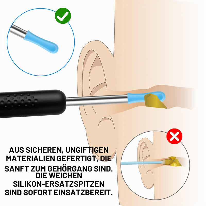 Pack of 100 Ear Cleaner Heads, Reusable Silicone Ear Wax Removal, Ear Spoon Accessories for Earwax Remover, Interchangeable Ear Cleaner, Smooth Soft Ear Candles, Ear Hole Cleaner