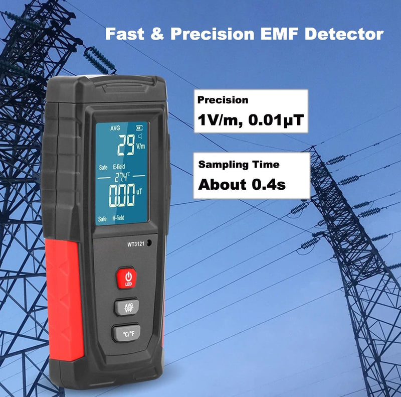 [Australia - AusPower] - EMF Detector, Rechargeable EMF Meter, LCD Handheld Electromagnetic Field Radiation Detector, EF MF EMF Reader for Home Office Indoor Outdoor Ghost Hunting Equipment 