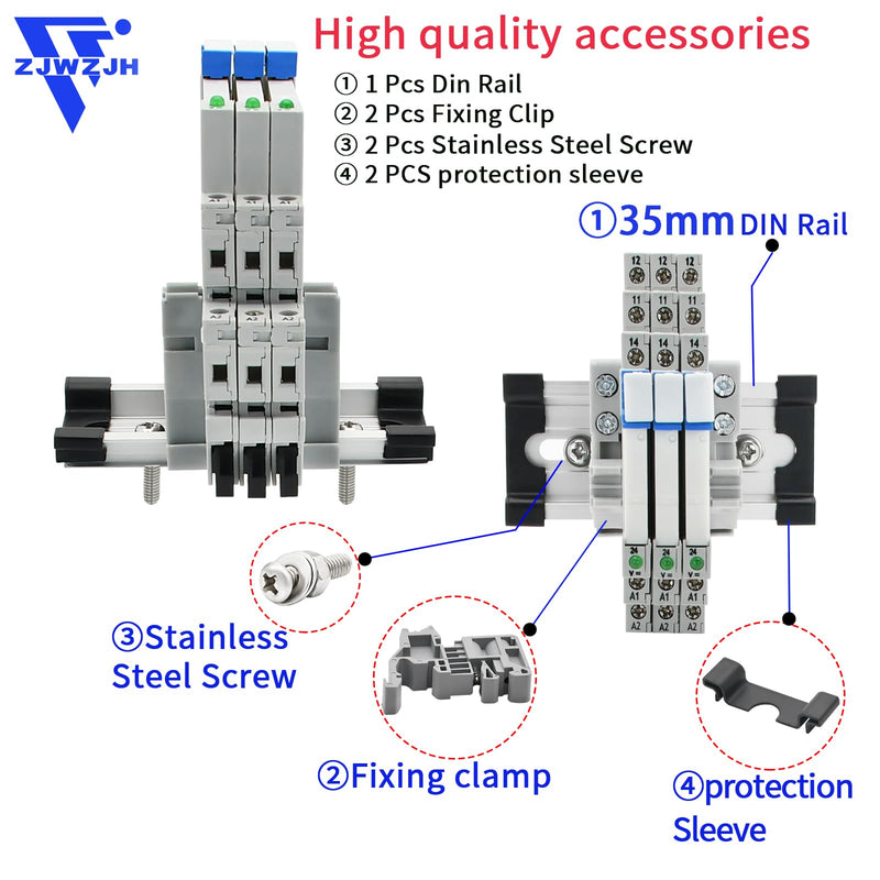 [Australia - AusPower] - 3 Pcs Miniature 5 Volt DC Relay HF41F/5-ZS 5 Pin 1NO 1NC 6A SPDT with LED Indicator, Socket Base and DIN Rail Module 5V DC 3 