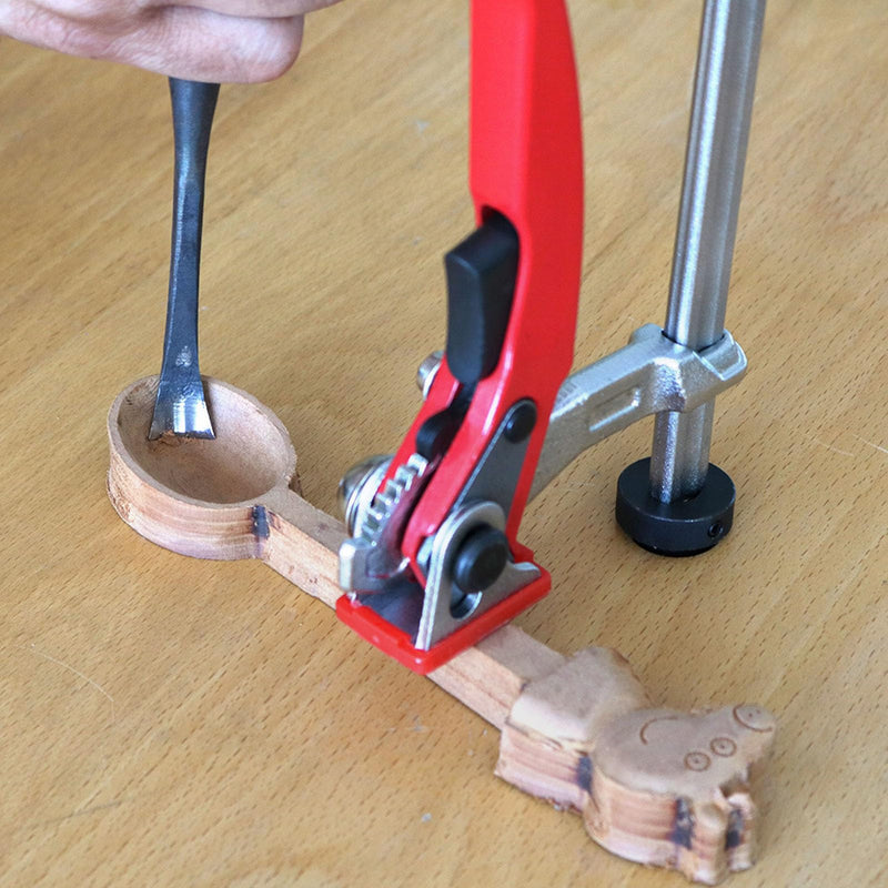Sanpyl Hold Down Clamp, 20mm Base, Bench Dog Clamp, 13.5 x 6.5mm Rail, Self Aligning, Ratchet Mechanism