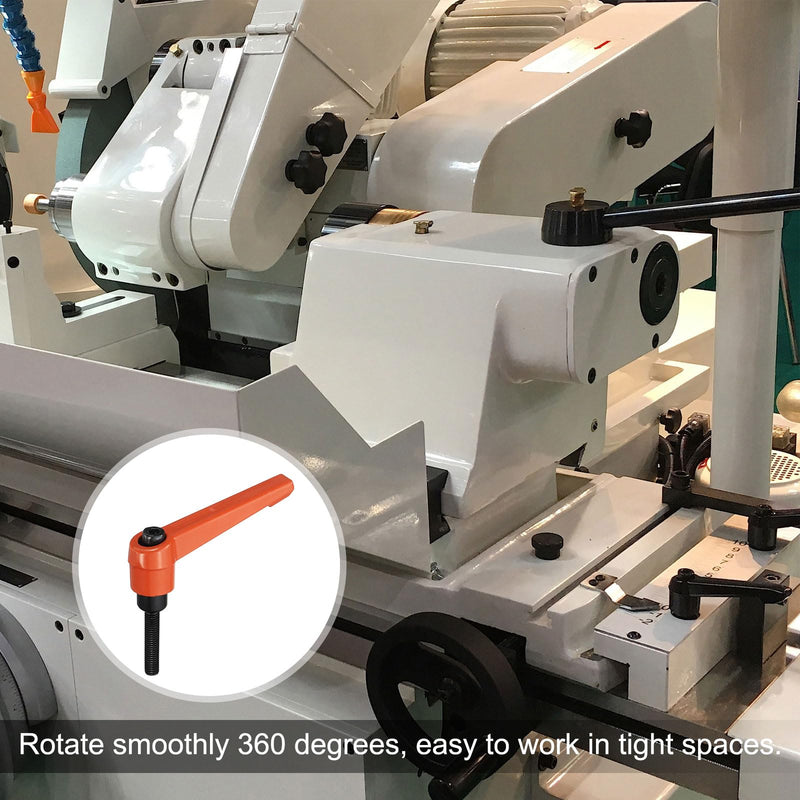 [Australia - AusPower] - uxcell 8pcs Lever Adjustable Handles M5 x 25mm Metric Male Thread, Level Clamping Handle Hand Stud Knobs Rotating Screw Handles Bolts with Locking Lever, Orange 