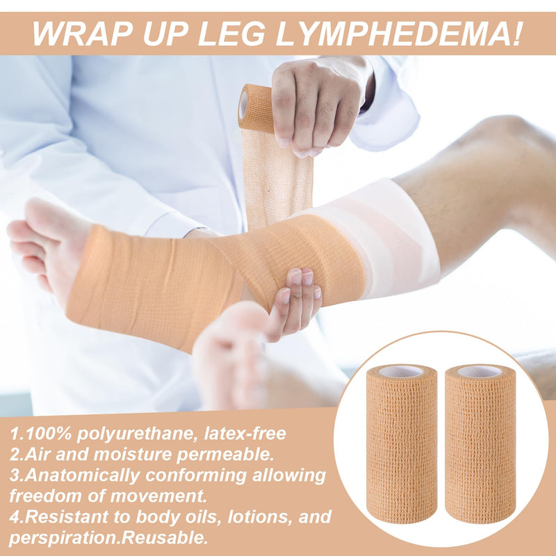 [Australia - AusPower] - Geiserailie 4 Pcs 2 Layer Compression Bandage System Lymphedema Wraps for Legs Compression Wraps Lower Leg System Medical Foam Bandage for UNA Boot Edema 