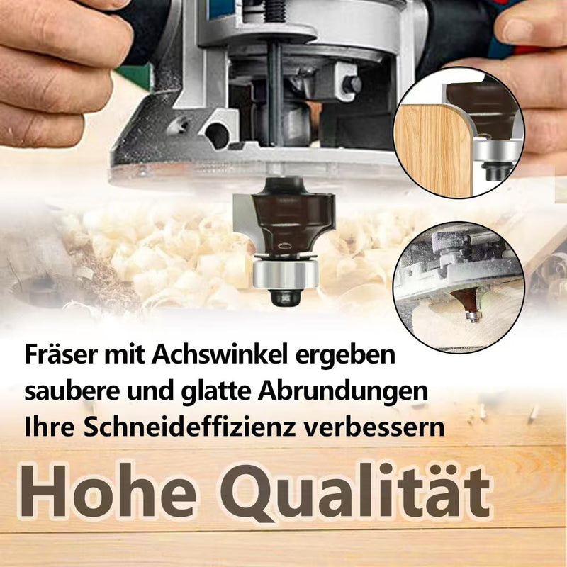 [Australia - AusPower] - glryd Pack of 5 Rounding Cutter 8 mm Shank, Radius 2-3-4-5-8 mm, with 4 Interchangeable Ball Bearings, Round Cutter, Carbide Radius Cutter, Round Over Cutter Bits, for Carpentry, Chamfering 5- Stück Abrundfräser 