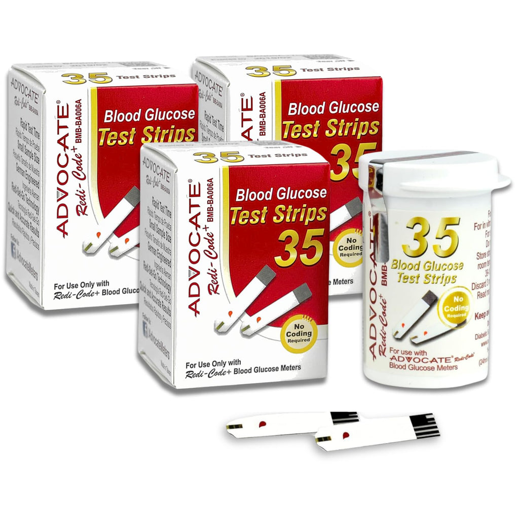 Redi-Code Test Strips 105 Count, No Manual Coding, Glucose Test Strips, Blood Sugar Testing, Small Sample Size Blood Sugar Test Strips, Quick & Accurate Blood Sugar Management (3 Boxes of 35 Strips) 1 Count (Pack of 105)