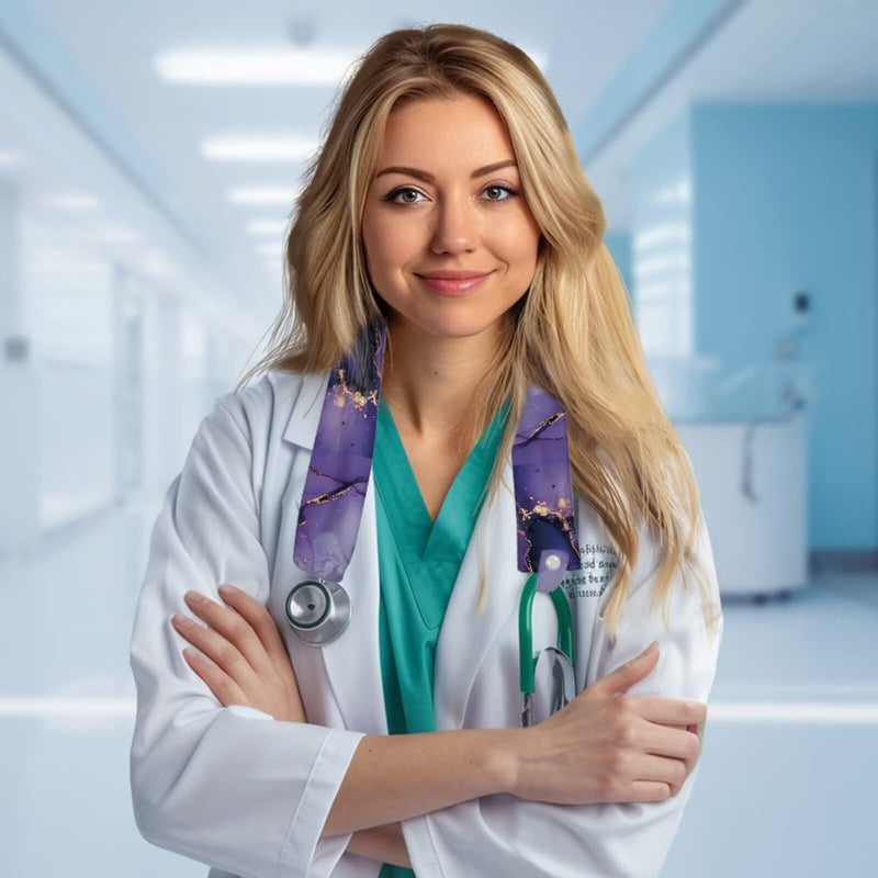 [Australia - AusPower] - Deep Purple Marble Stethoscope Sleeve 2 Pack Stethoscope Cover Sleeve Washable Fabric Stethoscope Accessories for Nurses Stethoscope Protective Decor Cover Deep Purple Marble 