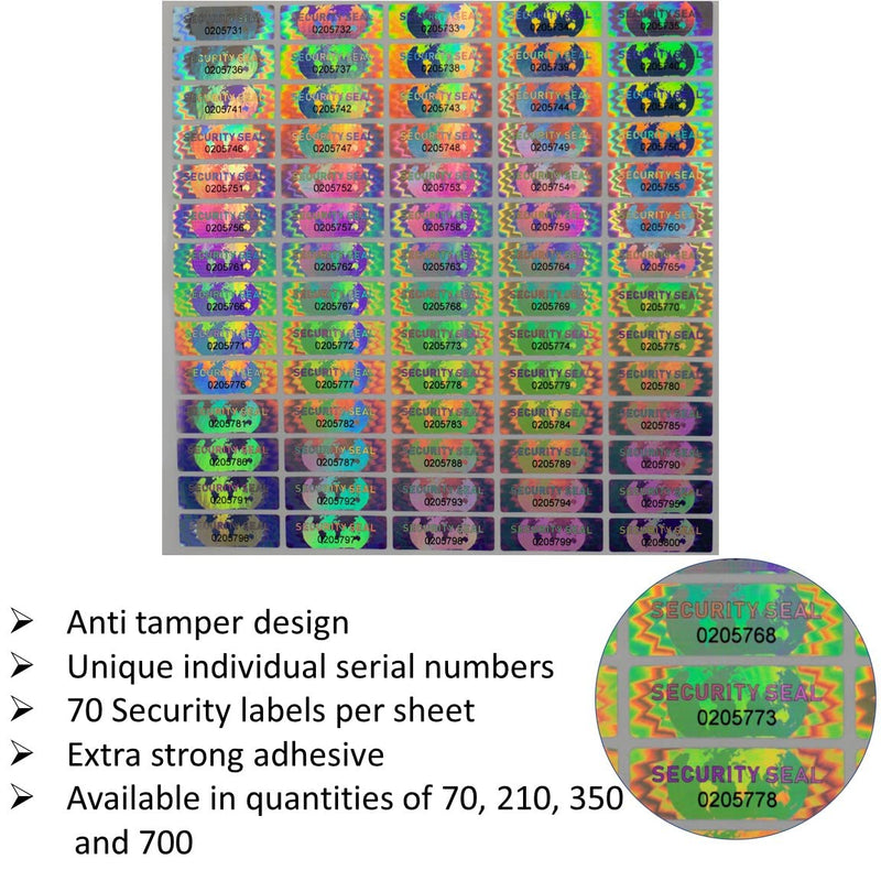 350 Hologram Tamper Evident, Tamper Proof Stickers. Security Seal. Individual Serial Numbers. Tamper Foil Tape Labels. Destroyed Upon Removal with Residual Text Left on Item.… (350 Stickers) 350 Stickers