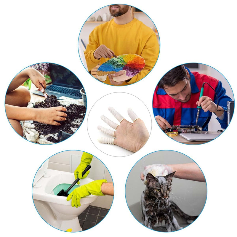[Australia - AusPower] - 100 Pcs Finger Cots Disposable Latex Finger Protector Fingertips Protectors Finger Protective Covers Medium Finger Gloves for Electronic Repair Industrial Apply Handmade Anti Static Thumb Cover 