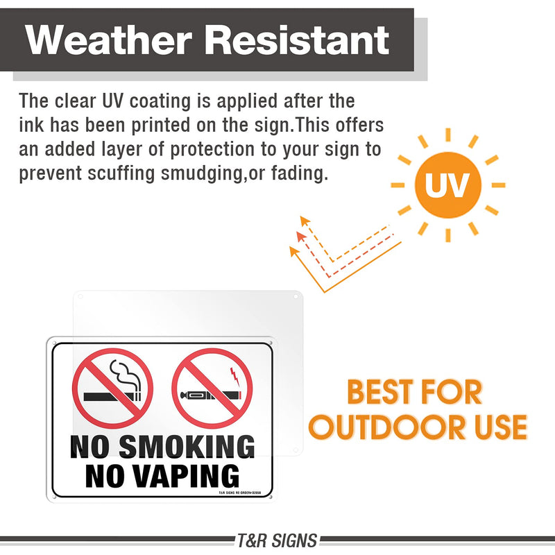 [Australia - AusPower] - No Smoking No Vaping Sign - 4 Pack - 10 x 7 Inches Rust Free .040 Aluminum - UV Protected, Waterproof, Weatherproof and Fade Resistant - 4 Pre-drilled Holes WHITE - 4 Pack 