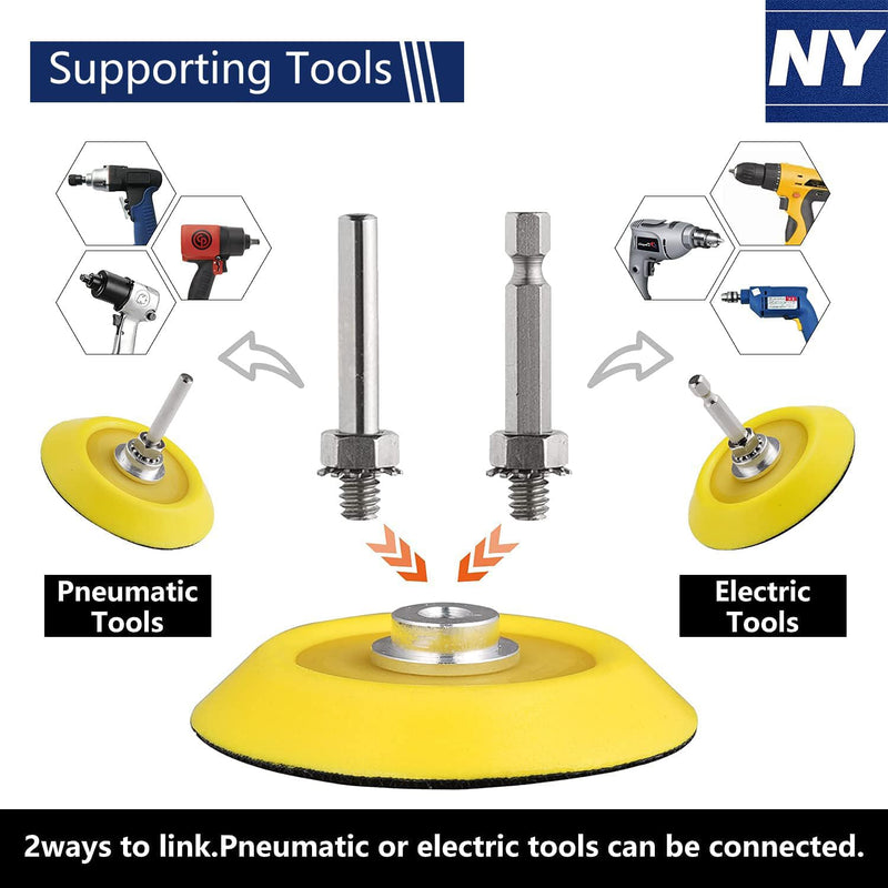 [Australia - AusPower] - NYXCL 170Pack 3/2inch Sanding Discs Kit with 2 & 3" Backer Pads, Sanding Sponge for Drill Sanding Attachment Die Grinder Rotary Tools with 1/8" 1/4" Shanks Sanding Pads P80-3000 