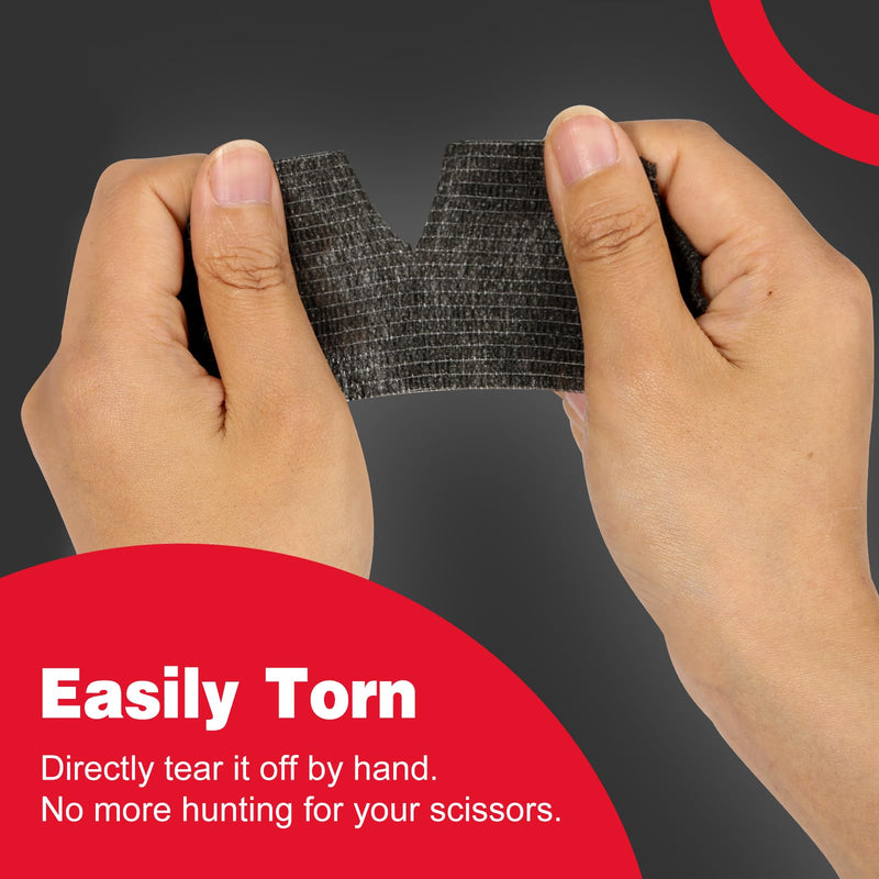 AZEN 20 Pack Self Adhesive Bandage Wrap Black, Black Athletic Tape, Vet Wrap, Tattoo Grip Tape Wrap, Ankle Tape, Cohesive Bandage Wrap F-20skin 2 Inch
