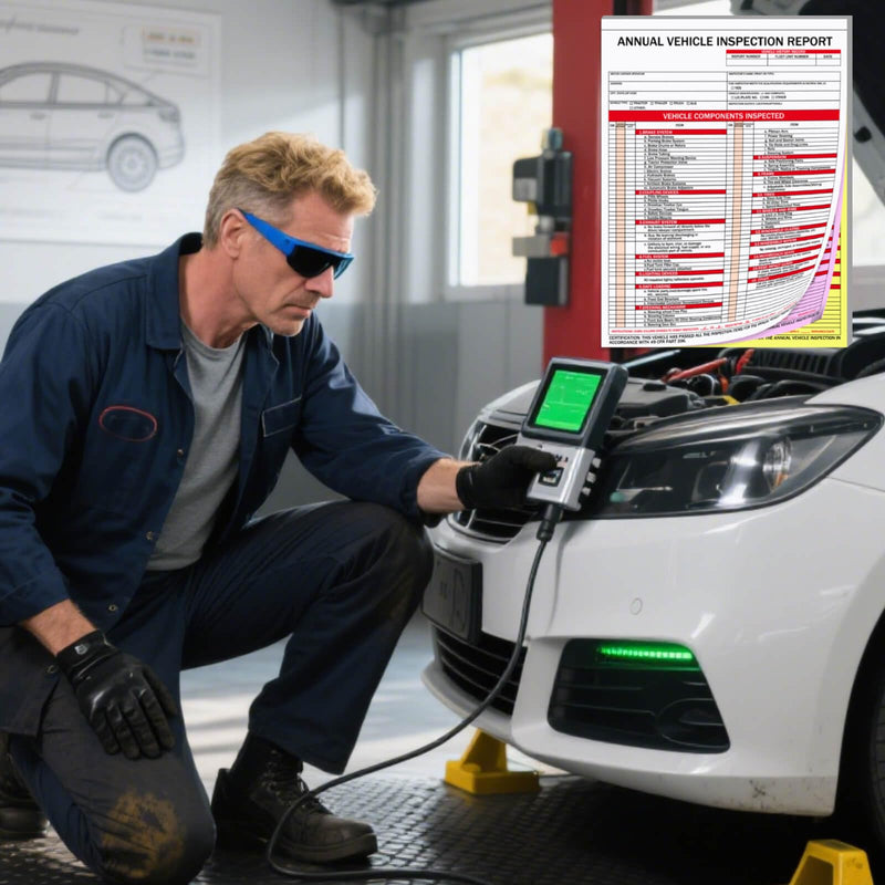 20-Pack Annual Vehicle Inspection Report Forms with Red FMCSA Aluminum Labels, 3-Ply Carbonless with Tearing Line, Durable & Easy to Use for Driver Vehicle Inspections, DOT Compliant