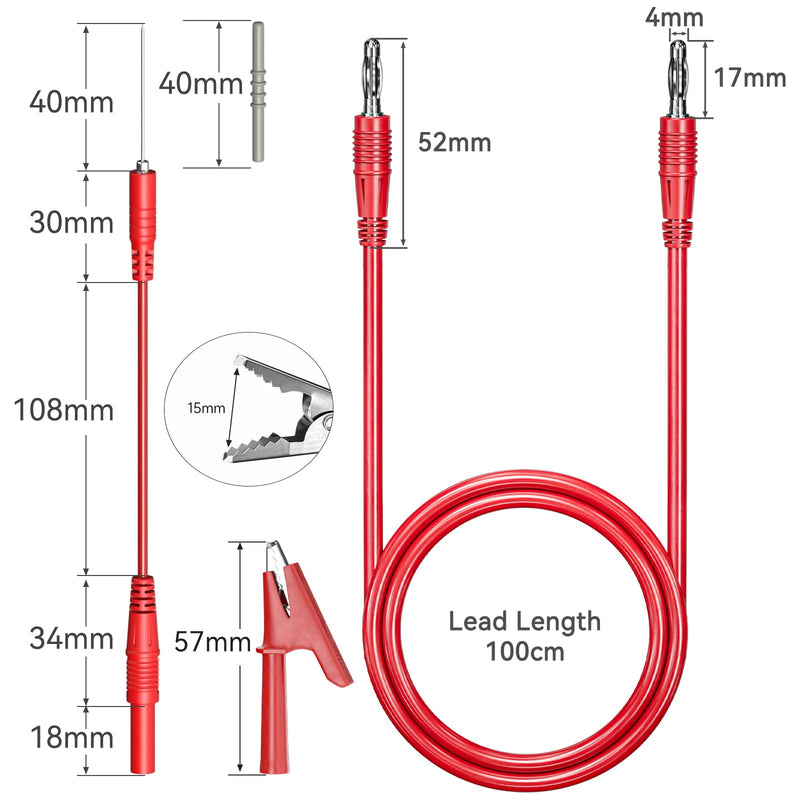 [Australia - AusPower] - Goupchn 4mm Banana Plug Test Leads Kit with Wire Piercing Probes Extension Cables, Alligator Clips for Multimeter Electrical Testing Red&Black 6PCS Test Leads Kit 