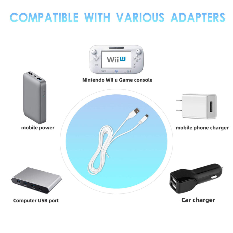 [Australia - AusPower] - 2Pack 10FT Charger Cable for Wii U Gamepad, AC Power Adapter Charger Cord for Nintendo Wii U Gamepad Remote Controller 