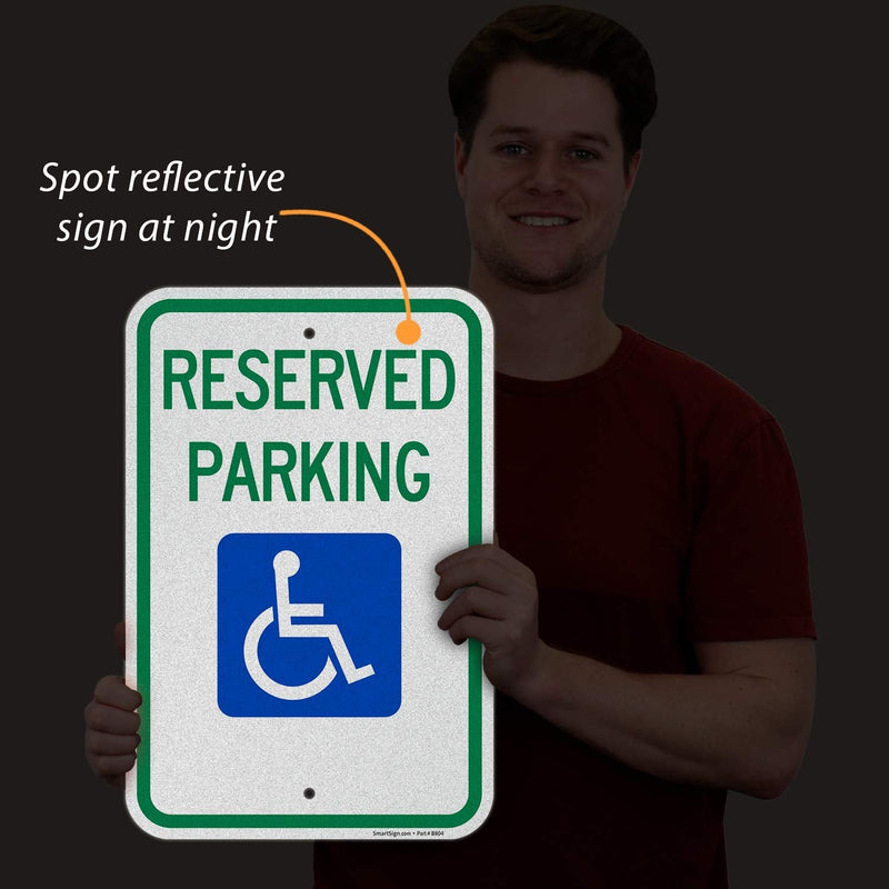 SmartSign Basics Reserved Parking Federal Handicap Parking Sign | 12" x 18" Engineer Grade Reflective 120 mil ACM, Made in USA 12" x 18" EG Reflective ACM