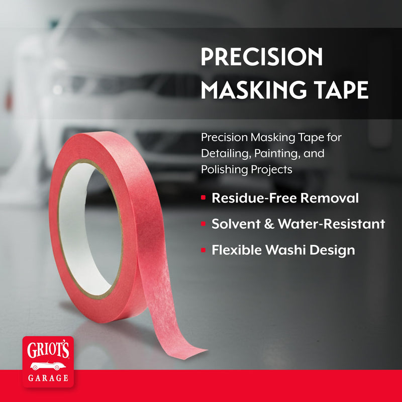 Griot's Garage Precision Masking Tape for Auto Detailing, Car Painting and Polishing, Flexible, Solvent and Water-Resistant, Residue-Free, 3/4" Wide, 50m Long, 82018 3/4"