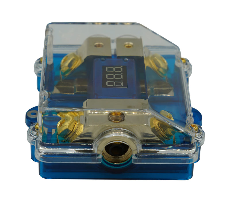 300A ANL Dual Digital Gold Plated ANL Distribution Block 0-4 Ga Fuse Holder 12-24V Input Voltage Display