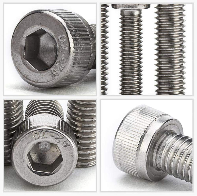 [Australia - AusPower] - 480Pcs #2-56#4-40#6-32 UNC Stainless Steel Hex Socket Head Cap Screws Nuts Assortment Kit #2-56,#4-40,#6-32 