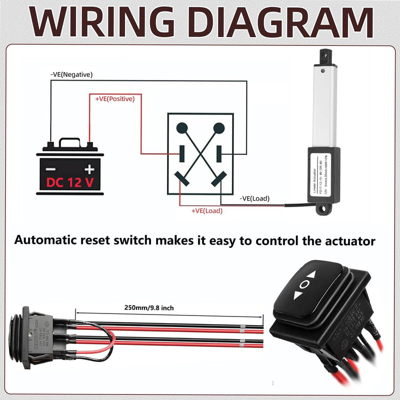 AWINLI Mini1.2" Stroke 12V Linear Actuator,180N/40.5Lbs Waterproof Micro Electric Actuator,Speed 5mm/s with Instantaneous Switch Mounting Bracket,for Cabinets,Window Openers,Robots (30mm) 30mm-180N Mini12V