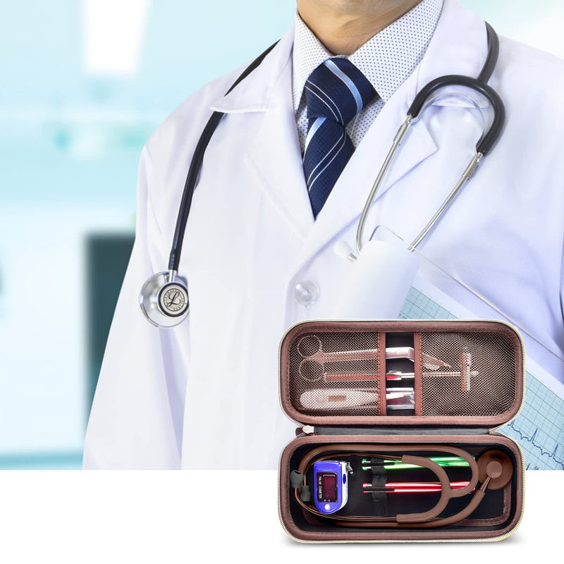 [Australia - AusPower] - Stethoscope Case Compatible with 3M Littmann Classic III Monitoring/Lightweight II S.E/Cardiology IV Diagnostic/MDF Acoustica Stethoscopes, Extra Pocket for Doctor & Nurse Accessories (Chocolate) Chocolate 