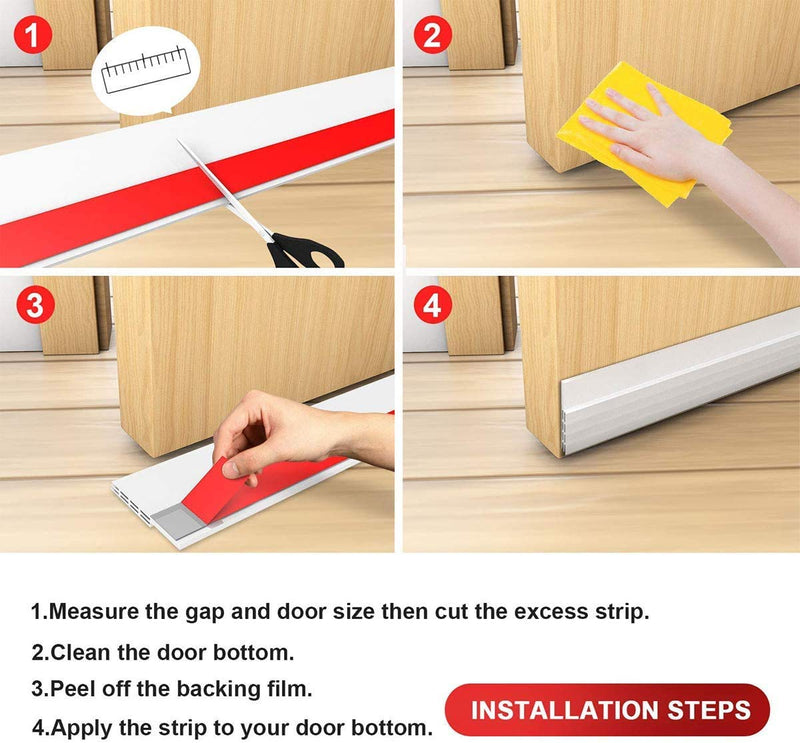 [Australia - AusPower] - Suptikes Door Draft Stopper Under Door Seal for Exterior/Interior Doors, Strong Adhesive Door Sweep Soundproof Weather Stripping, 2" W x 39" L, White 