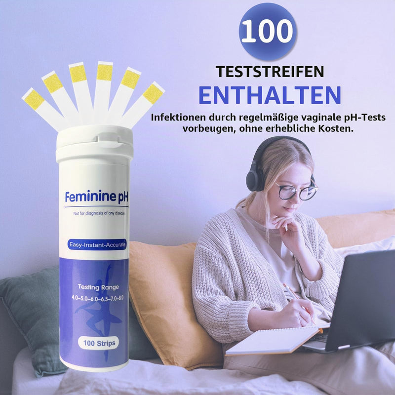 Vaginal pH Test Strips (100 Strips) Female pH Test for Monitoring Vaginal Intimate Health and Prevention of Infections, Accurate Acid and Base Balance Emballage violet