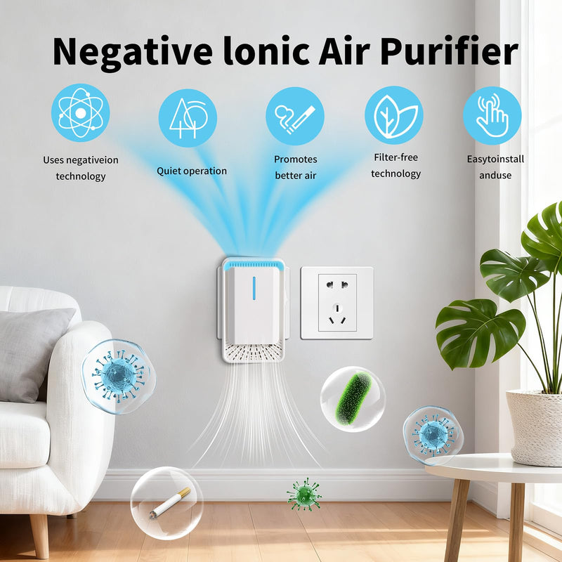 [Australia - AusPower] - Home Negative Ion Air Purifier 6 Pack, Plug In Air Purifier & Mini Portable Silent Air Freshener for Dust Mites Ionizer in Bedroom, Study, Kitchen, Bathroom, Living Room 