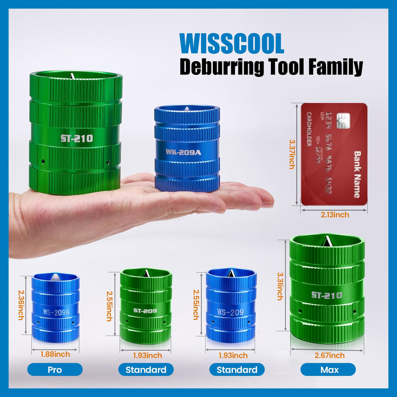 [Australia - AusPower] - WISSCOOL 1/4" to 2-1/4" Deburring Tool PlumbingTools Pipe Reamer Copper Pipe Cleaner Removing Burr Tools for Inner Outer Copper PVC Metal Aluminium(Green-Max) Green-Max 1/4" to 2-1/4" 