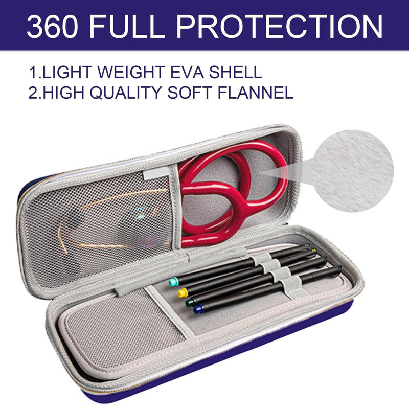 [Australia - AusPower] - EVA Hard Shell Stethoscope Case, Large Carrying Bag PU Leather with Mesh Pockets Compatible for 3M Littmann Classic III MDF Stethoscope for Nurse Accessories Pink(Case Only) 