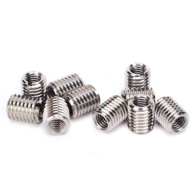 [Australia - AusPower] - 10 Pieces Threaded Insert Reducing Nut, M8 X 1.25 Female Thread and M12 X 1.75 15mm Male Thread Stainless Steel Repair Insert Nut Thread Nut Conversion Kit M8*1.25-m12*1.75 Length:15mm 