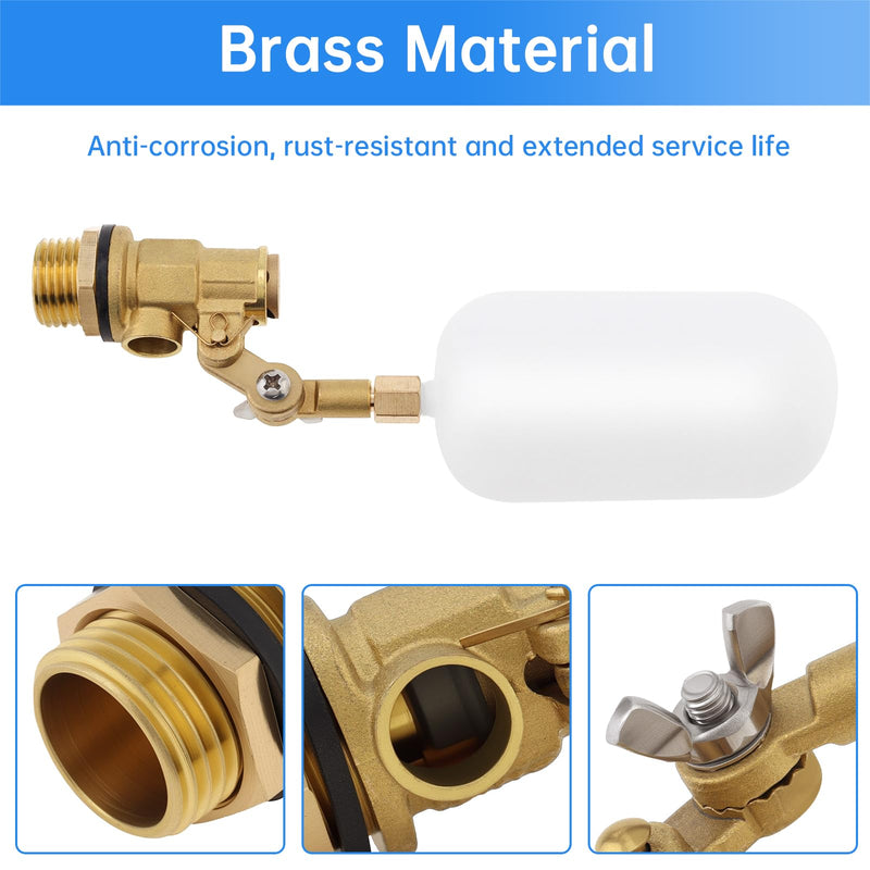 [Australia - AusPower] - 2 Pcs 1/2 Inch Brass Float Valve, Automatic Water Level Control High Pressure Adjustable Arm Over 180 degreesfor Water Tanks, Fountain Float, Livestock Troughs 