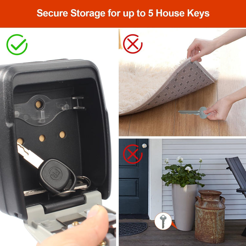 [Australia - AusPower] - Key Lock Box for Outside - Lock Box for House Keys - Combination Key Lockbox for Key Storage Outdoor - Wall Mount Key Hiders to Hide a Key Outdoor - Waterproof Key Safe Lock Box (Without Shackle) 1 