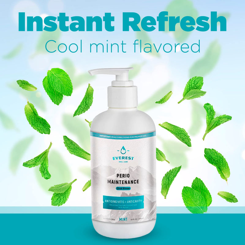 Perio Maintenance Alcohol Free Mouthwash – Concentrated Mouthwash for Bad Breath, Plaque, Sensitive Teeth, and Gingivitis or Gum Disease - Fresh Mint Flavored Fluoride Rinse Pack of 2 by Everest 20 Fl Oz (Pack of 1)