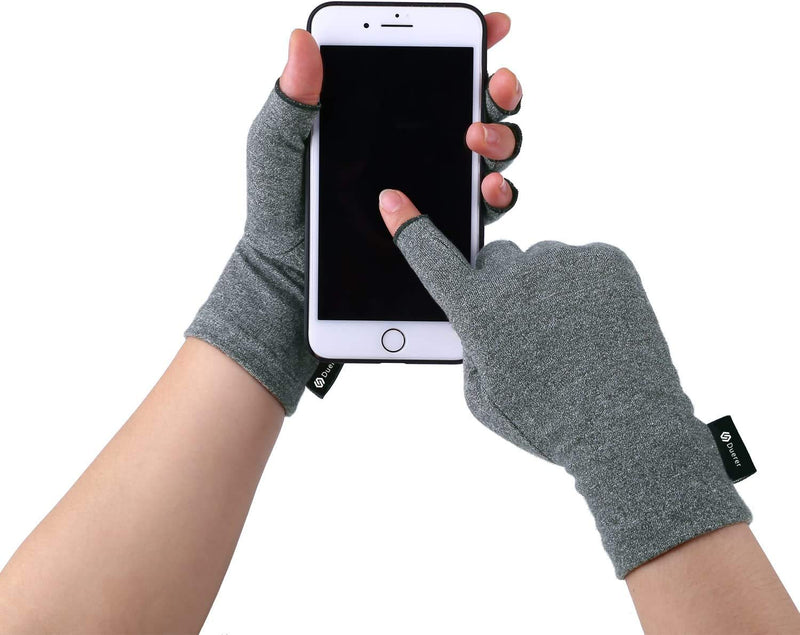 [Australia - AusPower] - Duerer Arthritis Gloves Women Men, Carpal Tunnel, Rheumatiod, Tendonitis, Fingerless Hand Thumb Compression Gloves Medium (1 Pair) Gray 