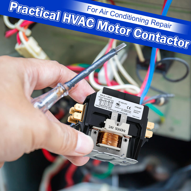 [Australia - AusPower] - Dreyoo Carrier HVAC Motor Contactor, 24V 30 Amp Coil 2 Pole Replacement Relays Compatible with C230b, Air Conditioner, Heat Pump, Refrigeration Systems 