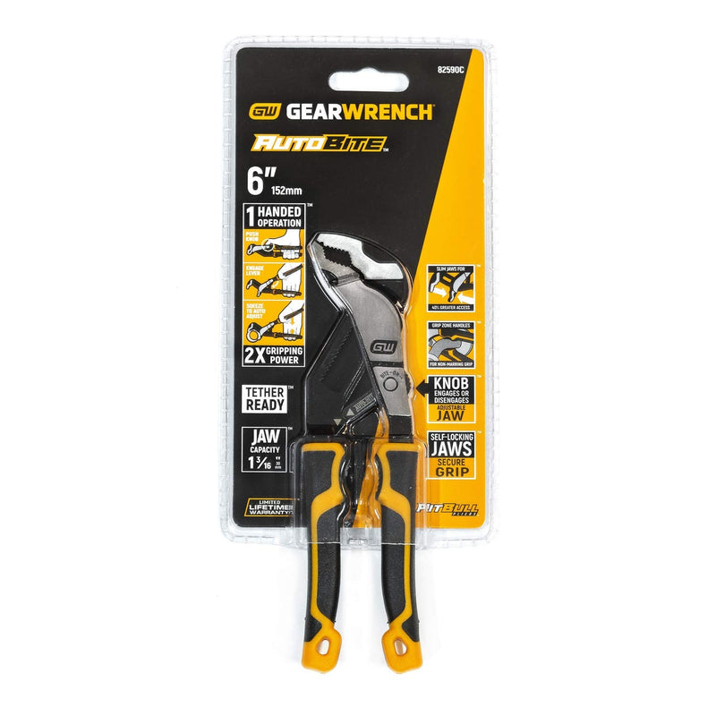 [Australia - AusPower] - GEARWRENCH 6" PITBULL Auto-Bite Tongue & Groove Dual Material Pliers - 82590C 6" 