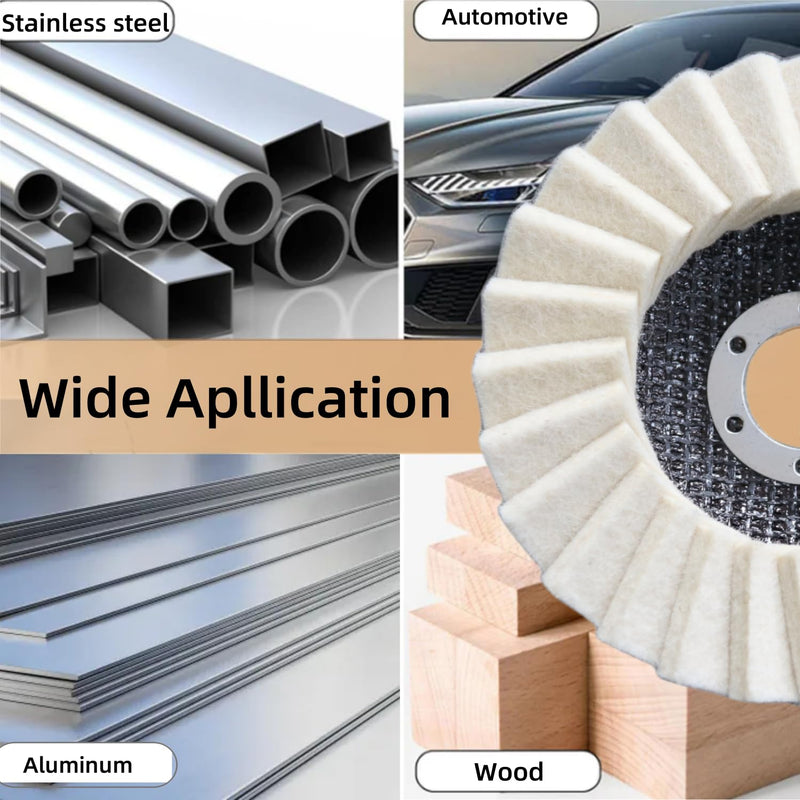 [Australia - AusPower] - 5" Wool Felt Flap Disc for Angle Grinder - Polishing Wheel for Stainless Steel, Aluminum, Metal, Marble, Stone, Furniture, Car Wax (125mm, 20mm Thick, 5-Pack) 5in 5.0 