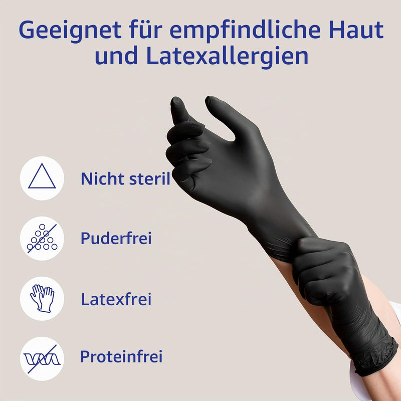 Meditrade Nitrile Disposable Gloves Black - Powder-Free, Latex-Free, Micro-roughened, Food Safe, Examination Gloves & Protective Gloves - Medium 1