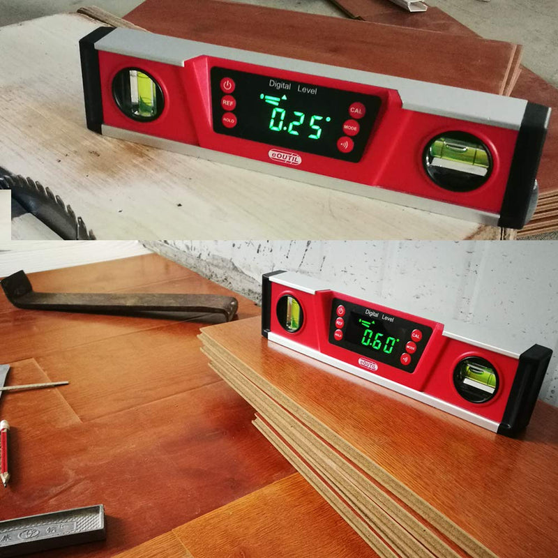 [Australia - AusPower] - Digital Angle Finder and Level Gauge 10 Inch - Magnetic Level with Neodymium Magnets & V-Groove Base, IP54 Water Resistant, Bright LED Display, Carrying Bag for Precision Engineering and Construction 