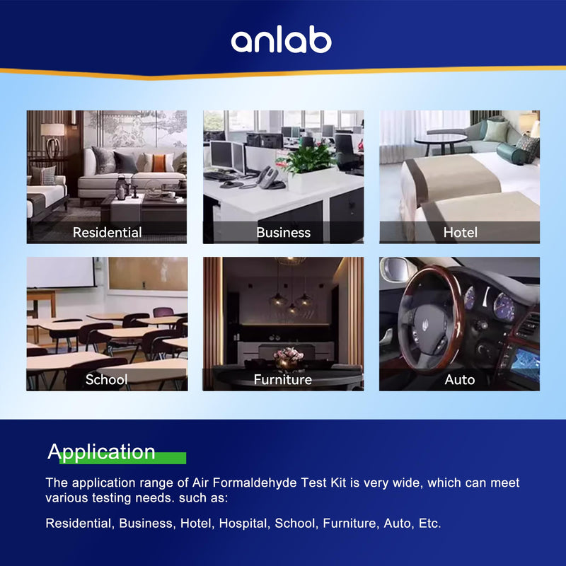 [Australia - AusPower] - anlab Air Formaldehyde (HCHO) DIY Test Kit - Used for Air Quality Testing, Detector for Home, Residential, Shop, Hotel, Hospital, School, Furniture, Car 1 