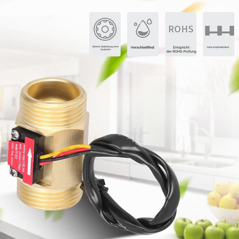 YF-B10 Water Flow Sensor Hall Flow Meter 1 Inch (1.3 Inch) External Wire Copper Water Flow Sensor Turbine Flow Meter