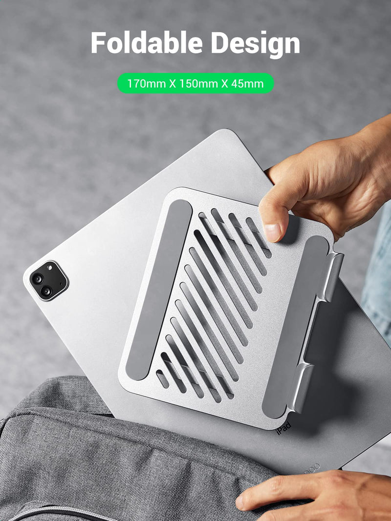 [Australia - AusPower] - UGREEN Tablet Stand Holder for Desk Dual Rod Support Aluminum Tablet Holder Adjustable Dock Multi-Angle Riser Home Office Accessories Compatible with iPad Pro 12.9, iPad Air Mini 6 5 4 3 2 Silver 