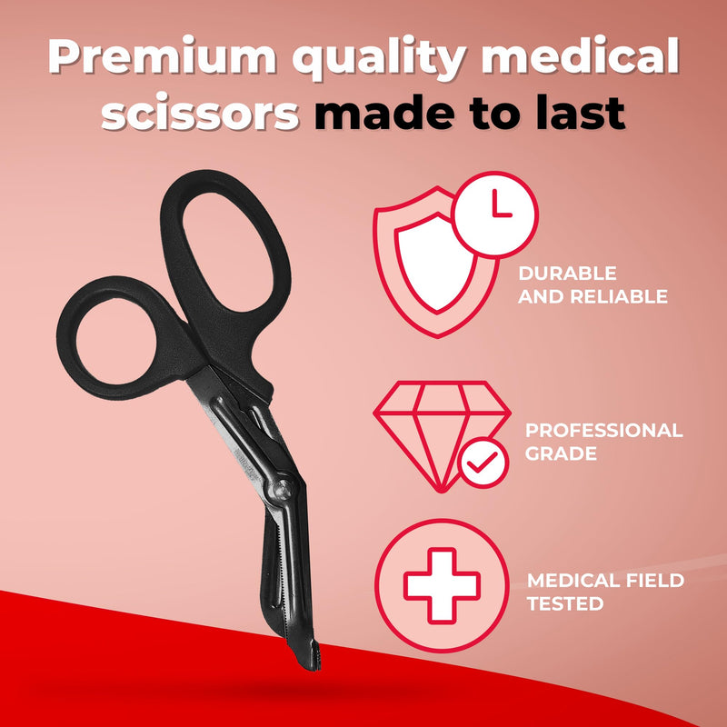 [Australia - AusPower] - Ever Ready First Aid Autoclavable Titanium Bonded Bandage Shears 7 1/4" Bent - Tactical Stealth Black (Tactical Black Single Pack) 1-Pack 