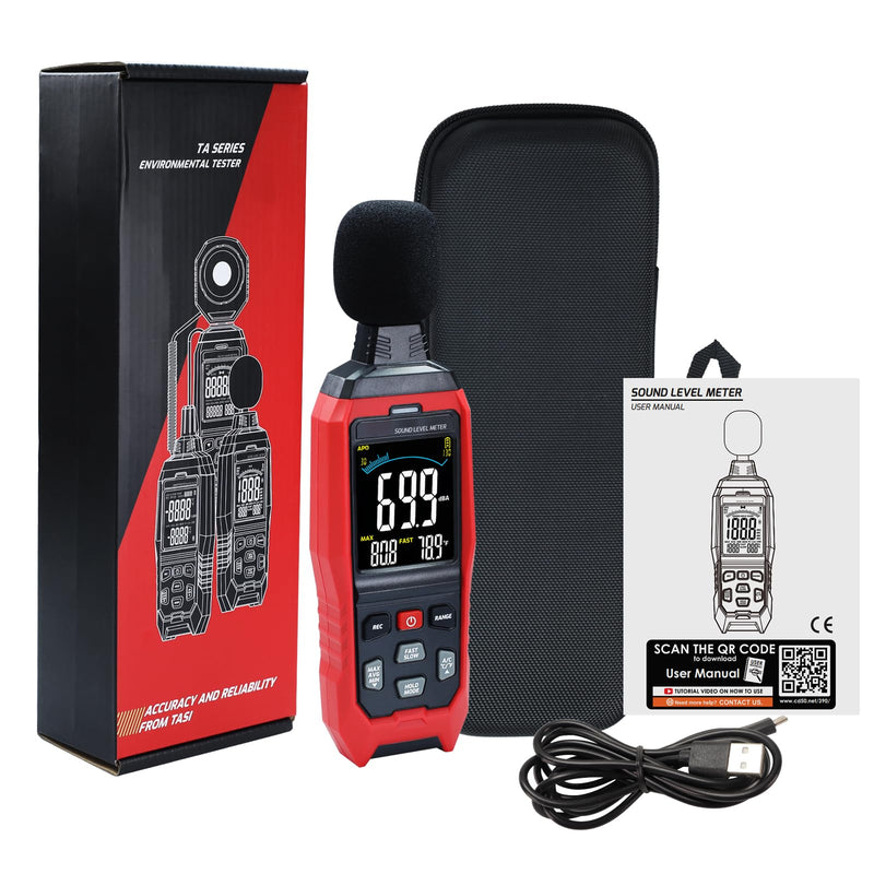 [Australia - AusPower] - Sound Level Meter Data Logger Decibel Meter with Record Function, Portable Noise Meter 30~130dB Sound Meter A/C/Z Weighting Noise Testing with Audible Visual&Alarm, Temperatue, Analog Bar Indicator 