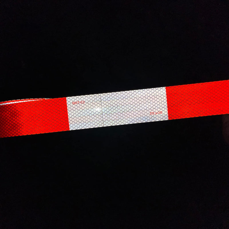 SWRT DOT-C2 Reflective Tape 2 Inch x 200 Feet Red White Reflective Tape Outdoor Waterproof Conspicuity Strong Adhesive Reflector Tape Warning Safety Tape for Vehicles Trailers Boats Signs 2 IN x 200 FT Red & White