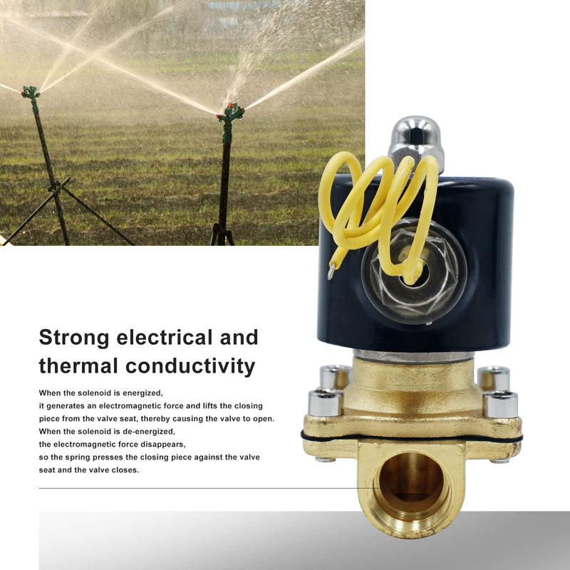 1/2" Electric Solenoid Valve 110V AC Closed for Water Air Gas Diesel, Fuels NPT High Flow 2W160-15 0.5 Inch Brass Solenoid