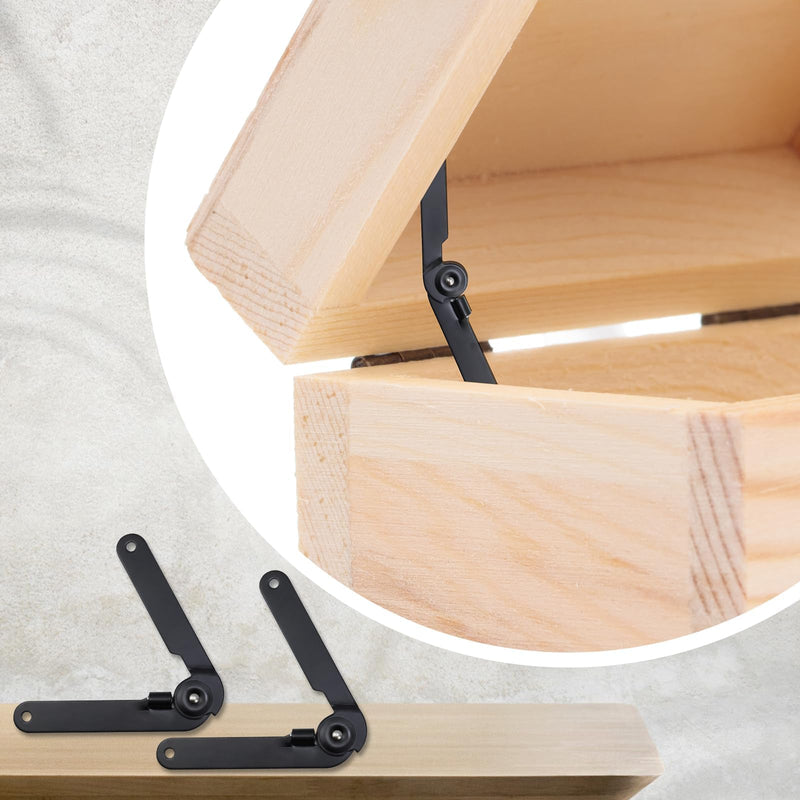 6 Pcs 180 Degree Rotatable Support Hinges, 9" Folding Lid Support Hinges for Furniture Cabinet Cupboard Box Jewellery Gift Door Hardware Locks Box Makeup Stool Folding Chair, Black 6 Pcs