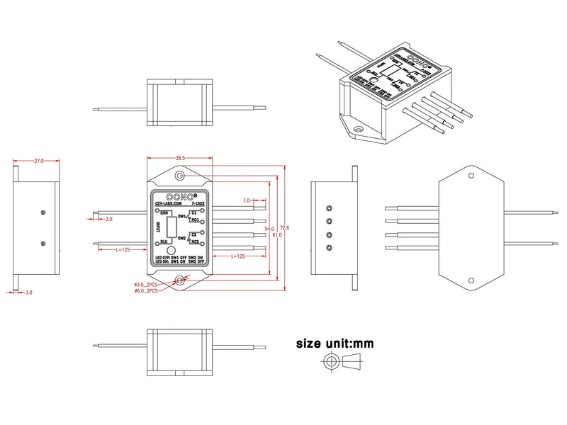 [Australia - AusPower] - OONO DPST 1NO 1NC 8Amp Power Relay Module, AC/DC 12V Control Voltage 