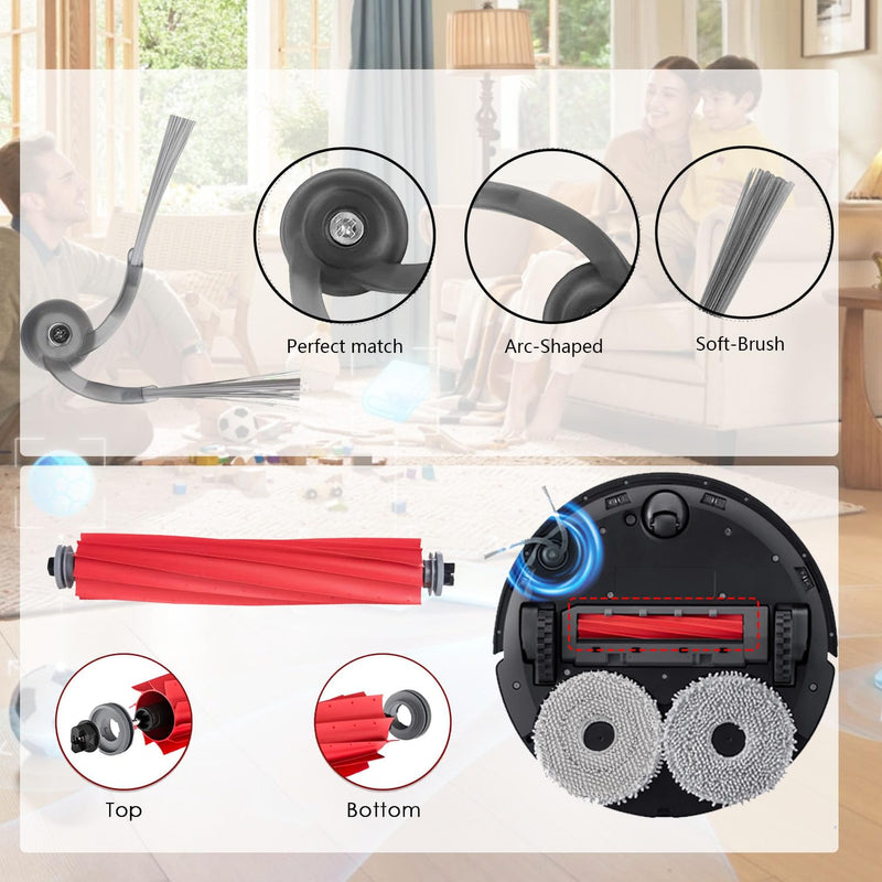 [Australia - AusPower] - Accessories Replacement Kit Compatible With Roborock QV 35A 35S Robot Vacuum Cleaner,2 Main Brush Roller,4 Hepa Filters,4 Mop Pads,6 Side Brushes,4 Dust Bags,2 Tool 